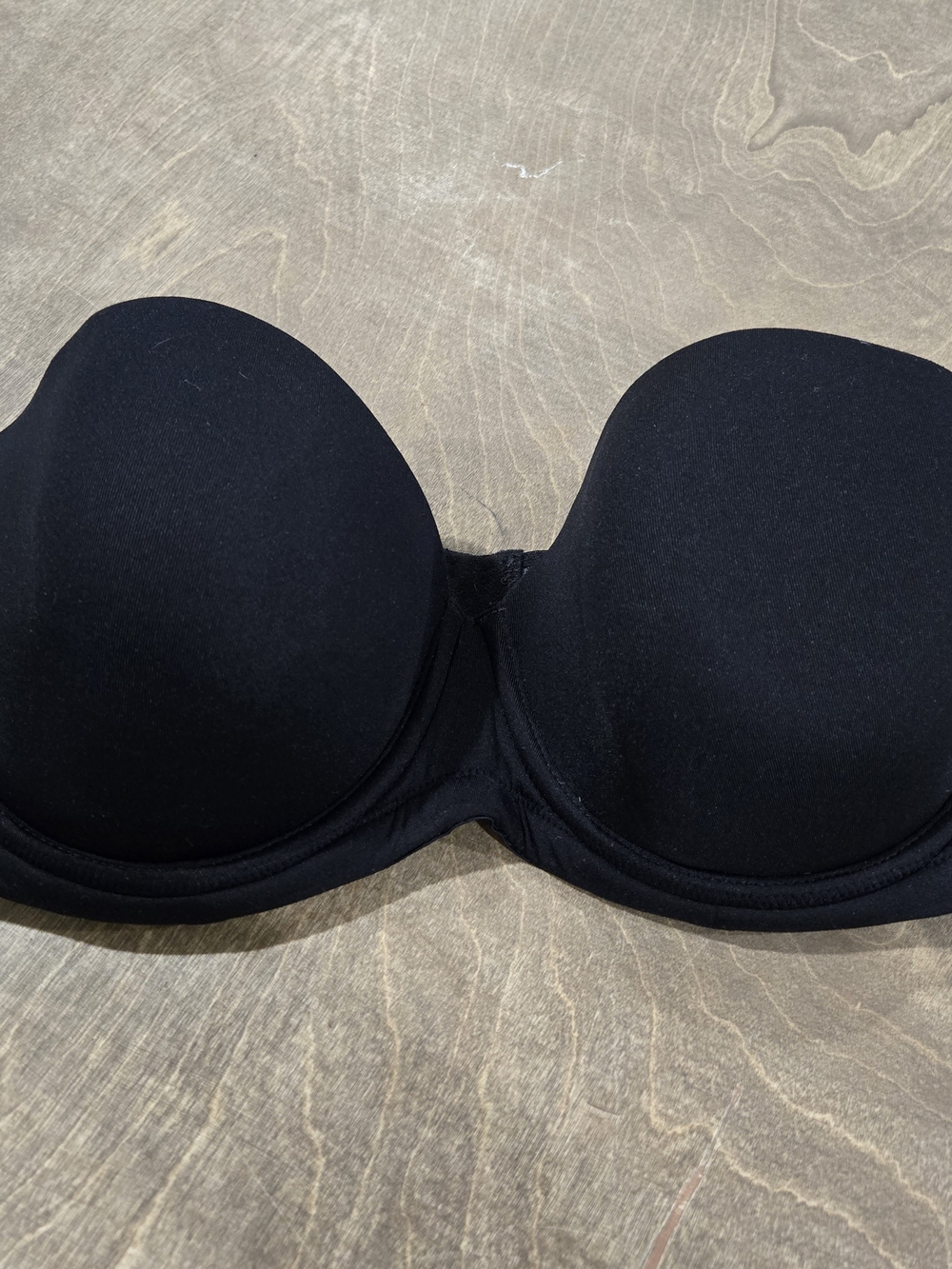 Wacoal Black Strapless Molded Cup Bra 36DD 4 Hook And Eye Adjustable Closure